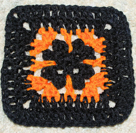 Halloween Afghan Square (6") Free Crochet Pattern