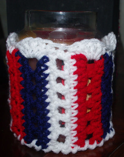 Patriotic Candle Sleeve Free Crochet Pattern