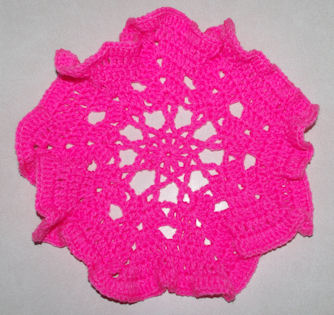 Pink Ribbon Ruffled Doily Free Crochet Pattern