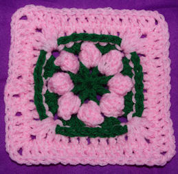 Popcorn Petals Afghan Square (6") Free Crochet Pattern