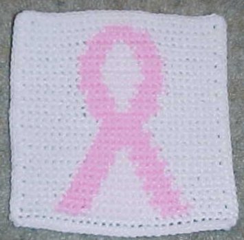 Row Count Breast Cancer Ribbon Afghan Square Crochet Pattern