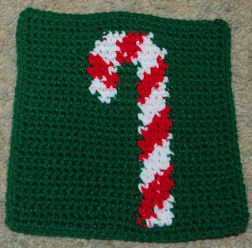 Row Count Candy Cane Afghan Square Free Crochet Pattern
