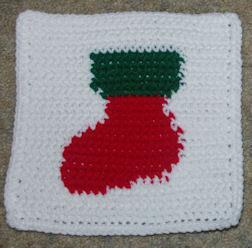 Row Count Christmas Stocking Afghan Square Free Crochet Pattern