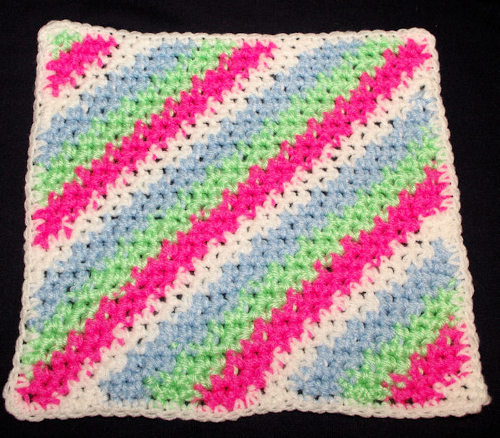 Row Count Diagonal Stripes Afghan Square Free Crochet Pattern