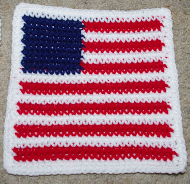 Row Count Flag Afghan Square Free Crochet Pattern