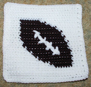 Row Count Football Afghan Square Crochet Pattern