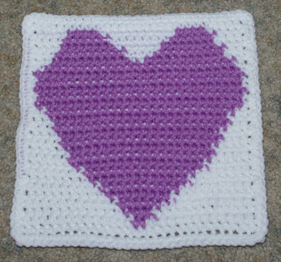 Row Count Heart Afghan Square Free Crochet Pattern