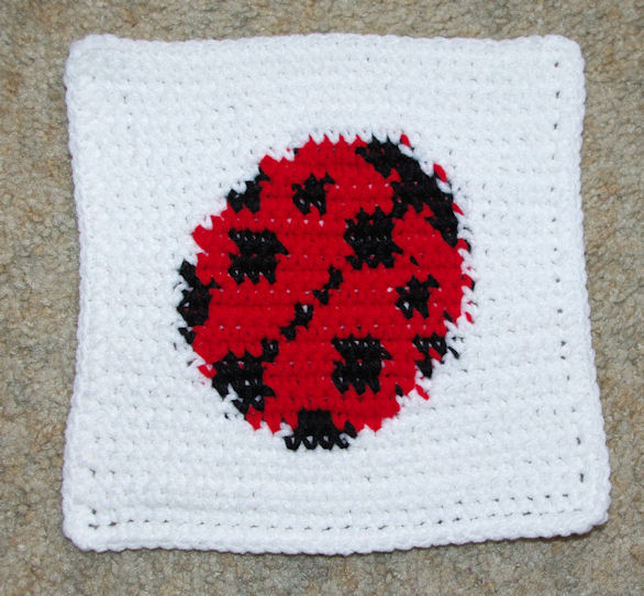 Row Count Ladybug Afghan Square Free Crochet Pattern