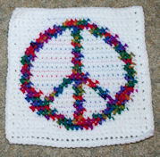Row Count Peace Sign Afghan Square Free Crochet Pattern