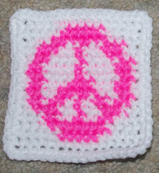 Row Count Peace Sign Coaster Free Crochet Pattern