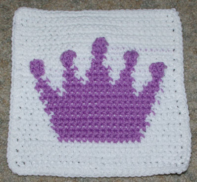 Row Count Princess Crown Afghan Square Free Crochet Pattern