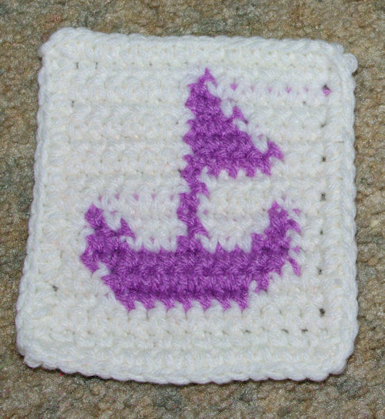 Row Count Sailboat Coaster Free Crochet Pattern