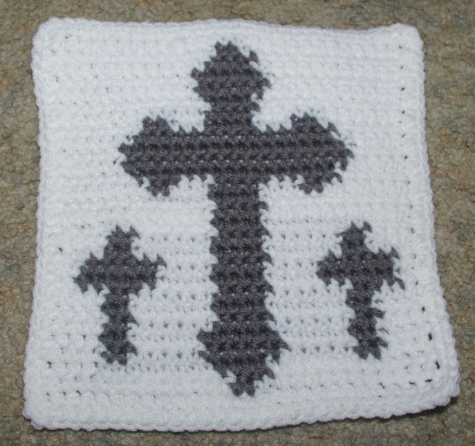 Row Count Three Crosses Afghan Square Free Crochet Pattern